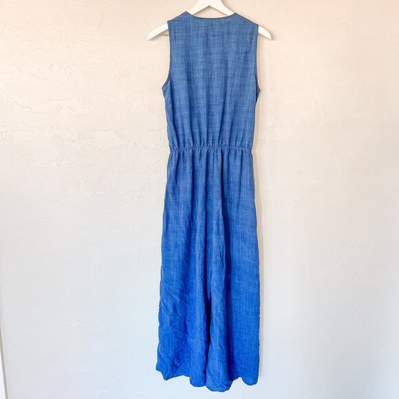 Boston Proper Blue Tie Front Jumpsuit Medium - Picture 6 of 7